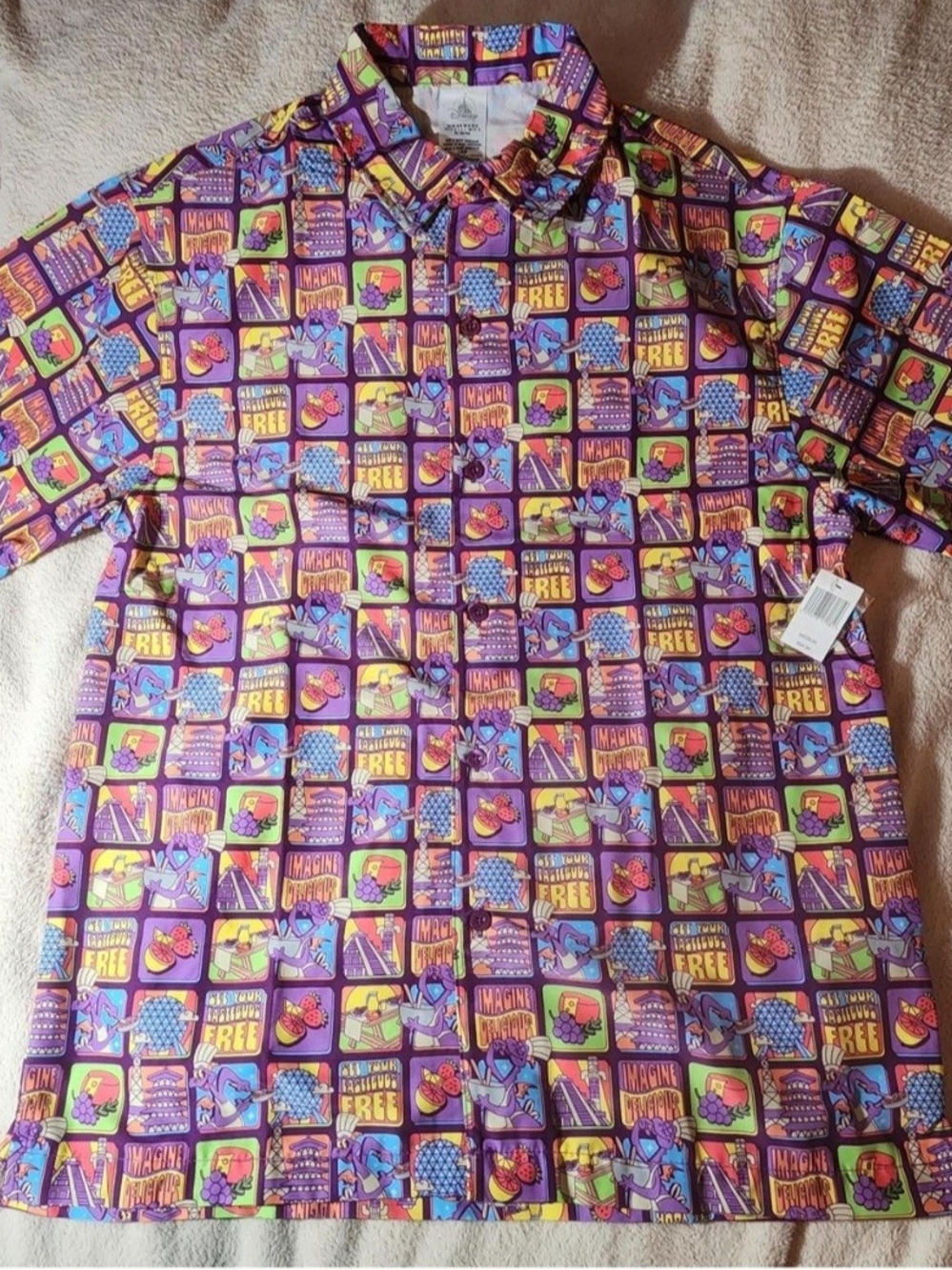 Disney Men's Purple Multi-Color Graphic Button Down Shirt